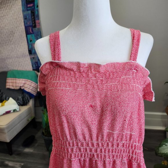 Vintage 1970's Red & White Sundress, Handmade AS IS - Picture 3 of 11